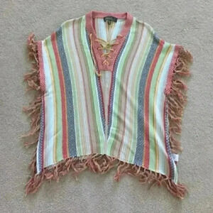 Colorful poncho sweater